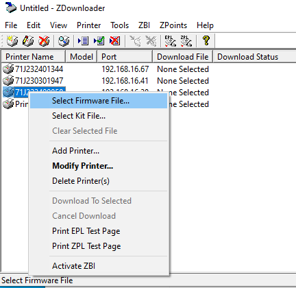 Select firmware file